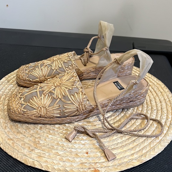 Stuart Weitzman Boho Tie Up Espadrilles Sandals Size 8.5 B - Picture 7 of 16